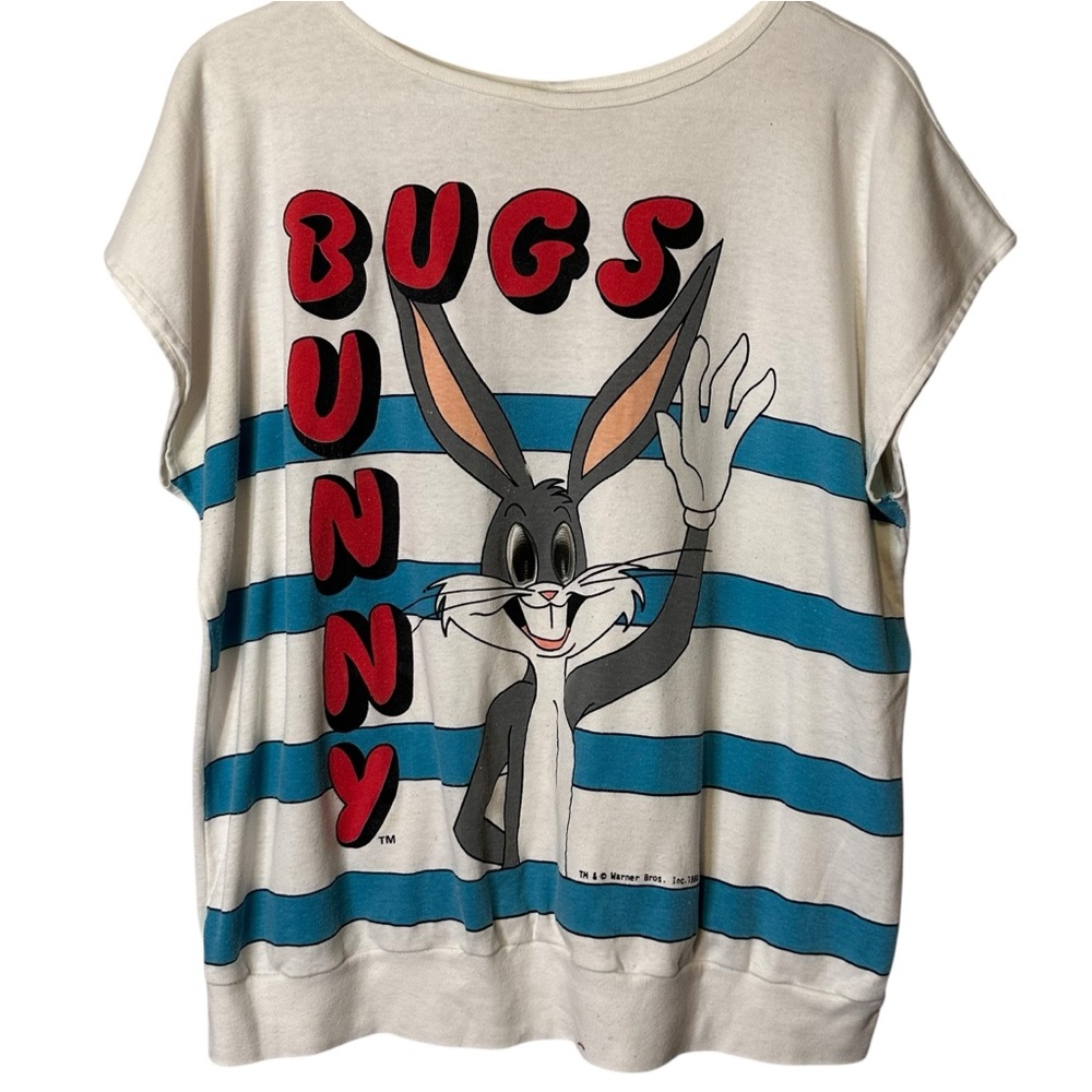Why not...!? VTG Looney Tunes Bugs Bunny Cap Sleeve Shirt Warner Bros Inc 1988